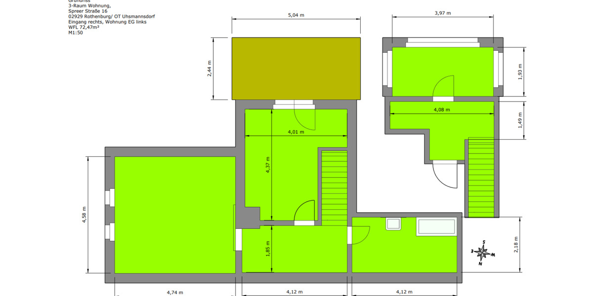 Dachgeschoßwohnung Rothenburg/Oberlausitz Oberlausitz - 2 Zimmer, 72 m&sup2;, 472&euro; | Angebot:25079485