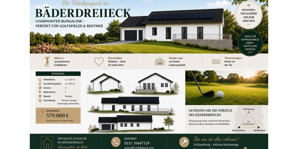 Bungalow Grünwald - 4 Zimmer, 130 m&sup2;, 579.000&euro; | Angebot:27209527
