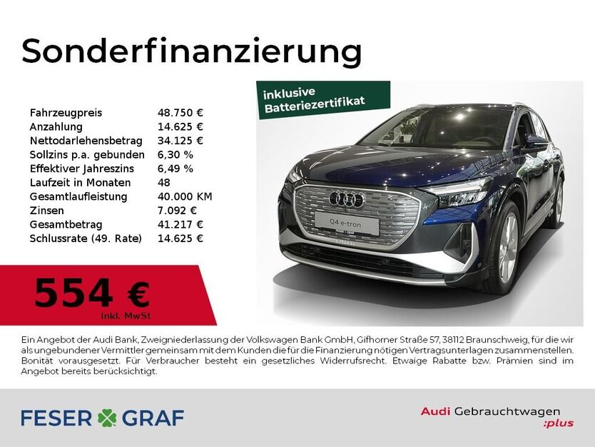 Audi Q4 e-tron 16.500 km 48.750 € Nürnberg 90411