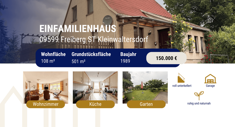 Einfamilienhaus Freiberg - 5 Zimmer, 108 m&sup2;, 150.000&euro; | Angebot:26907225