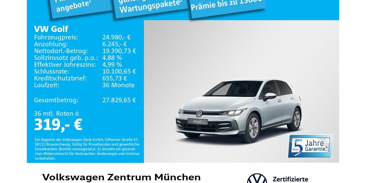 VW Golf 12.207 km 24.980 &euro; München 80687