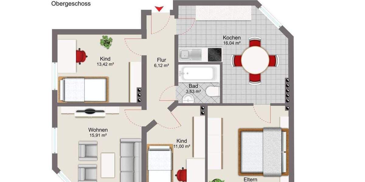 Etagenwohnung Wilhelmshaven Bant - 4 Zimmer, 79 m&sup2;, 99.000&euro; | Angebot:25676858