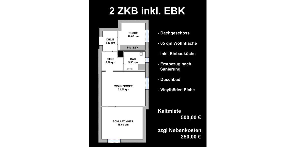 Dachgeschoßwohnung Idar-Oberstein Oberstein - 1 Zimmer, 65 m&sup2;, 500&euro; | Angebot:26247732