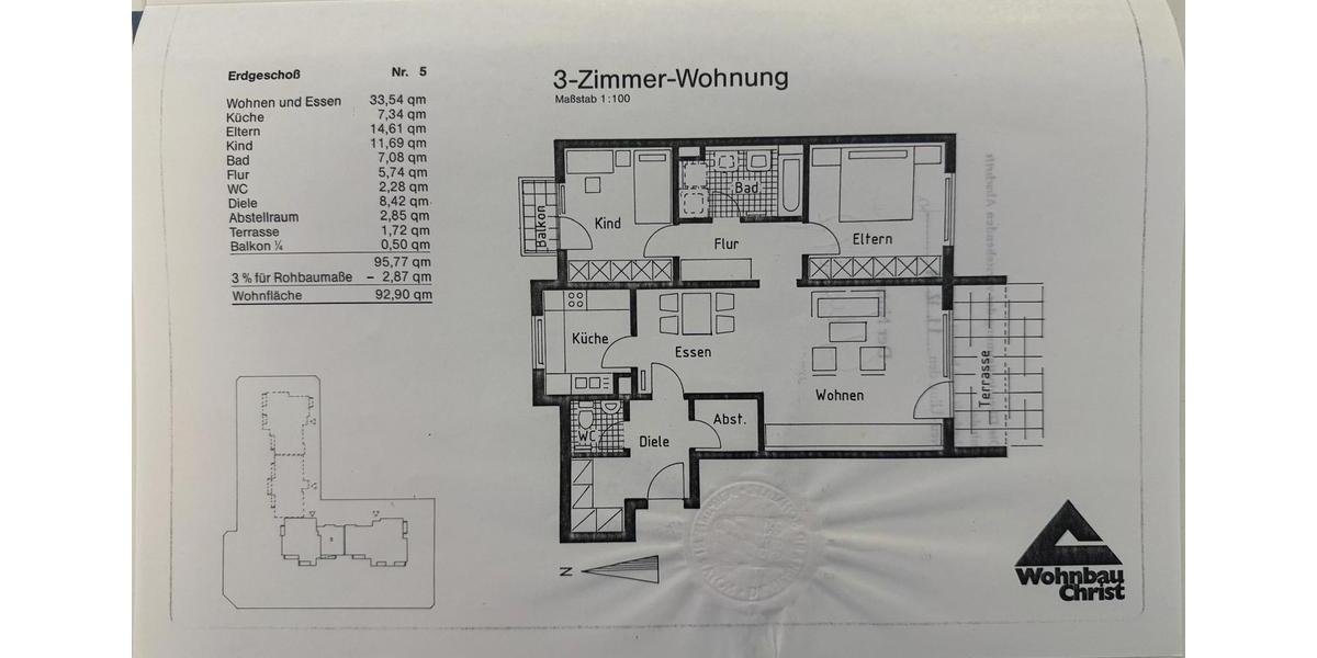 Erdgeschoßwohnung Ulm Donautal - 3.5 Zimmer, 96 m&sup2;, 355.000&euro; | Angebot:27250095
