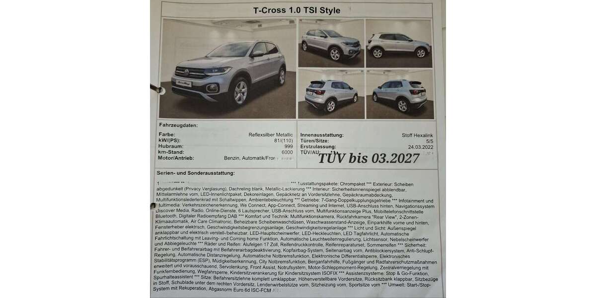 VW T-Cross 14.758 km 21.499 &euro; Isny (Isny im Allgäu) 88316