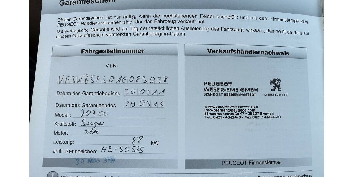 Peugeot 207CC 150.000 km 1.750 &euro; Schorndorf 73614