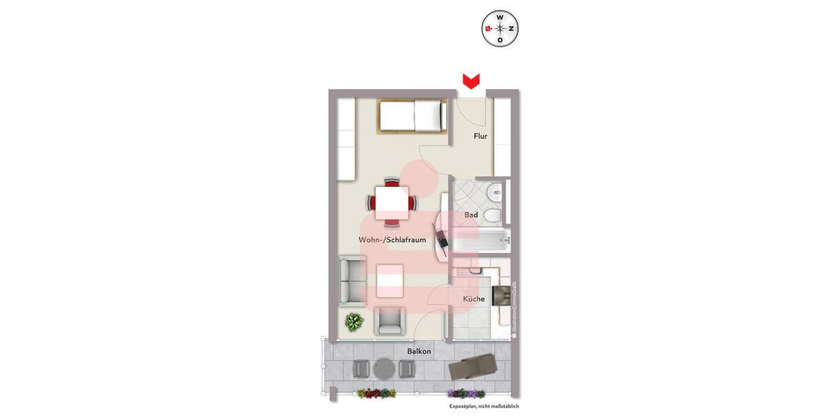Erdgeschoßwohnung Mainz Gonsenheim - 1 Zimmer, 40 m&sup2;, 730&euro; | Angebot:26313790