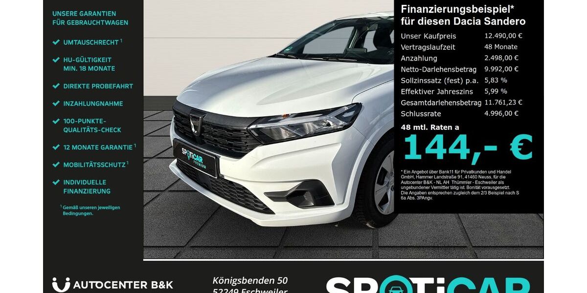 Dacia Sandero 39.100 km 12.490 &euro; Eschweiler 52249