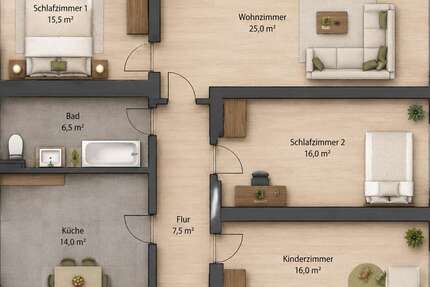 Wohnung Aschersleben - 3 Zimmer, 70 m&sup2;, 496&euro; | Angebot:27352220