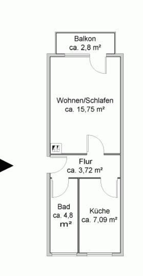 Etagenwohnung Greifswald - 1 Zimmer, 33 m&sup2;, 420&euro; | Angebot:26397987