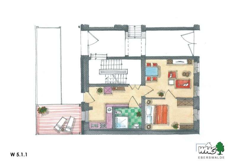 Etagenwohnung Eberswalde - 2 Zimmer, 56 m&sup2;, 740&euro; | Angebot:25606436