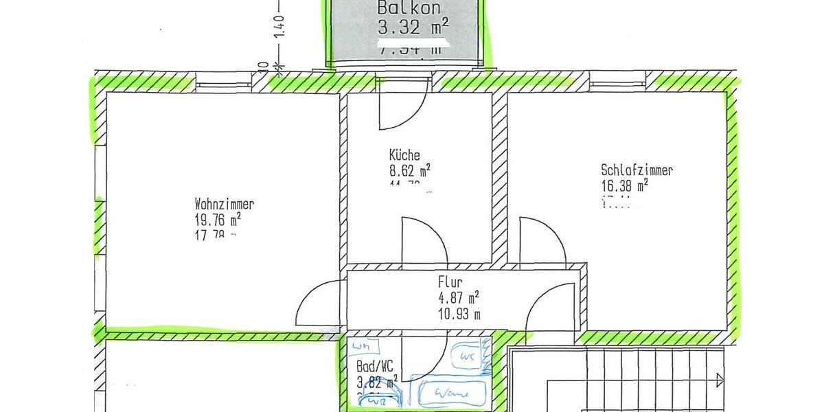 Etagenwohnung Löbau - 2 Zimmer, 55 m&sup2;, 330&euro; | Angebot:25432937