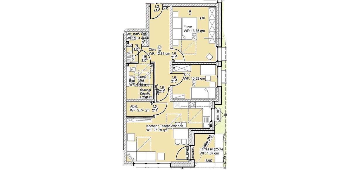Etagenwohnung Geilenkirchen / Niederheid Tripsrath - 3 Zimmer, 80 m&sup2;, 344.000&euro; | Angebot:25686982