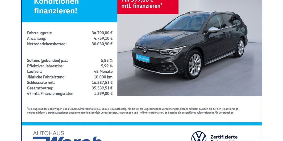 VW Golf 22.030 km 33.689 &euro; Südharz 06536