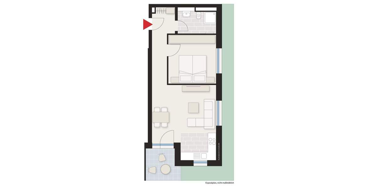 Etagenwohnung Dornstadt - 2 Zimmer, 51 m&sup2;, 746&euro; | Angebot:25279791
