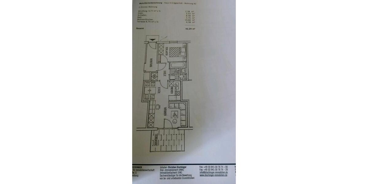 Erdgeschoßwohnung Schwarzach - 1.5 Zimmer, 42 m&sup2;, 640&euro; | Angebot:26416432