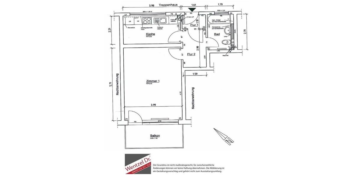 Etagenwohnung Ahrensburg - 1 Zimmer, 45 m&sup2;, 520&euro; | Angebot:25590035