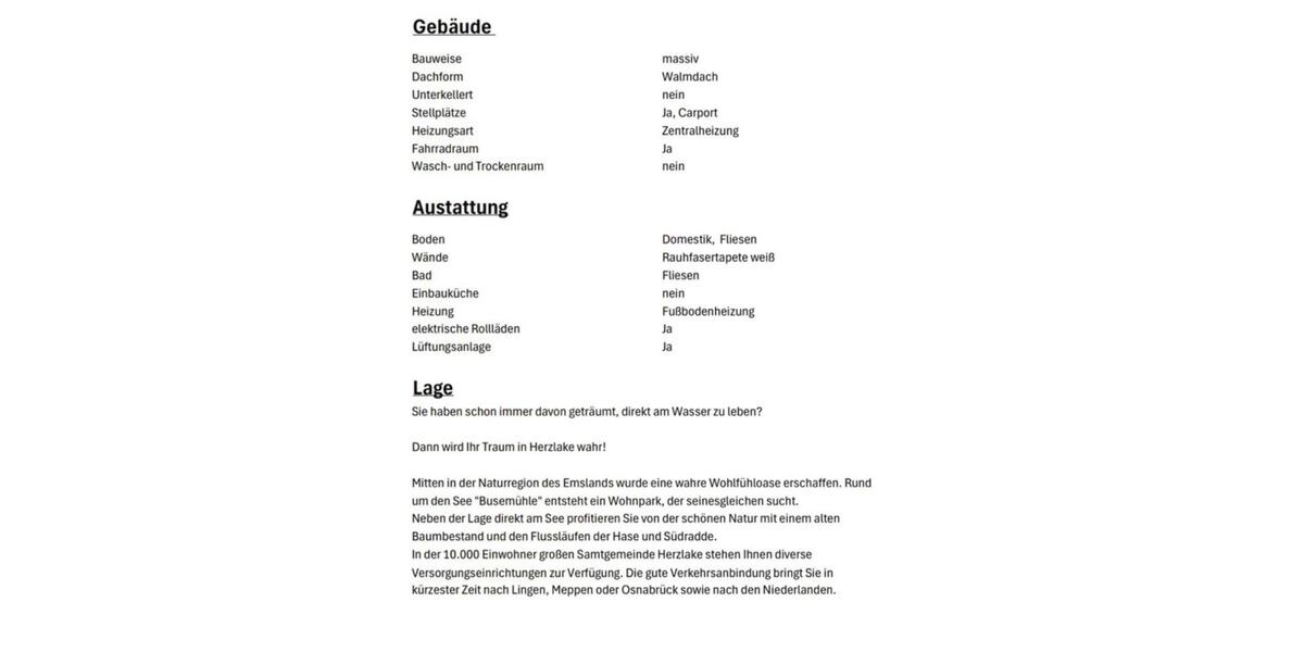 Doppelhaushälfte Herzlake - 3 Zimmer, 115 m&sup2;, 1.210&euro; | Angebot:24755549