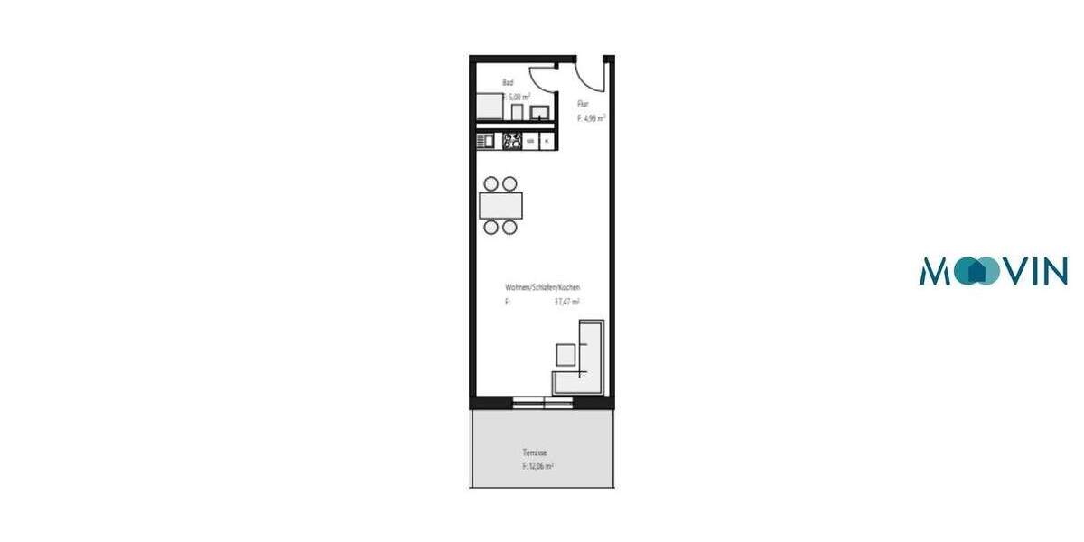 1-Zimmer-Wohnung mit großer Terrasse und EBK 1 zimmer