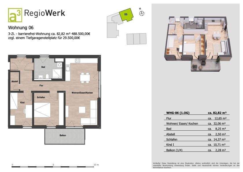Etagenwohnung Binzen - 3 Zimmer, 82 m&sup2;, 488.500&euro; | Angebot:26344498