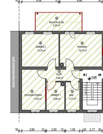 Schöne und gut geschnittene 2 12 Zimmer Wohnung in Hausen 2.5 zimmer