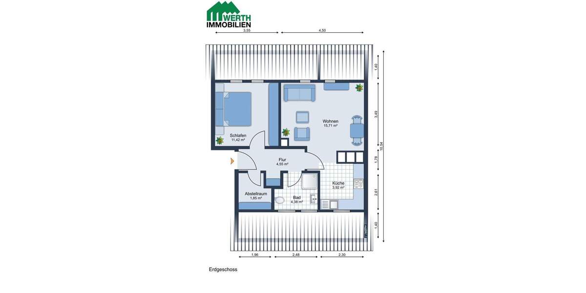 Etagenwohnung Heide - 2 Zimmer, 41 m&sup2;, 99.000&euro; | Angebot:25742130