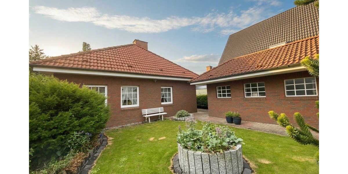 Walmdachbungalow in Marne - Stilvolles Wohnen mit Gartenblick und Wintergarten! - Bungalow Marne | Angebot:26835885