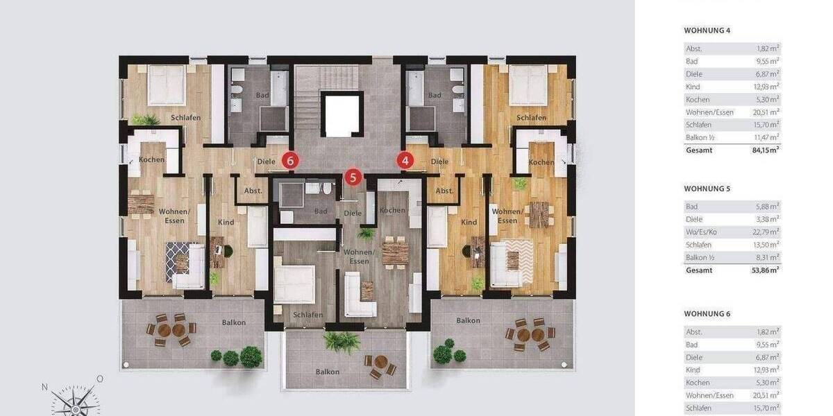 Etagenwohnung Schwandorf Kruckental - 3 Zimmer, 113 m&sup2;, 537.800&euro; | Angebot:26908946