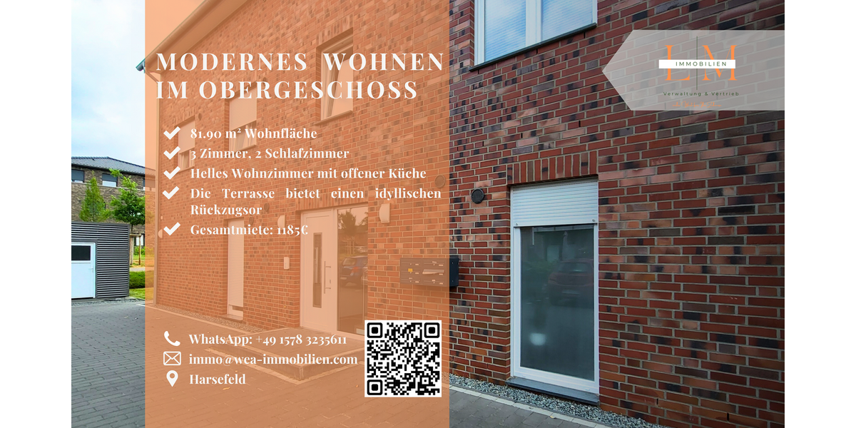 Etagenwohnung Harsefeld - 3 Zimmer, 82 m&sup2;, 985&euro; | Angebot:25352677