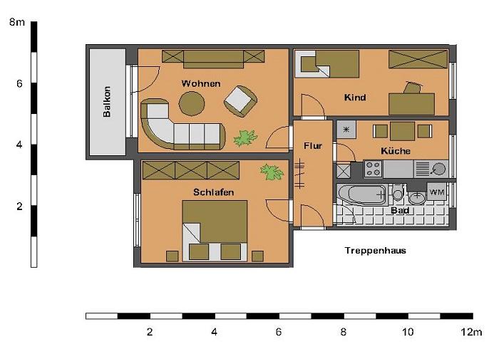 Etagenwohnung Oschersleben (Bode) - 3 Zimmer, 60 m&sup2;, 282&euro; | Angebot:26368416