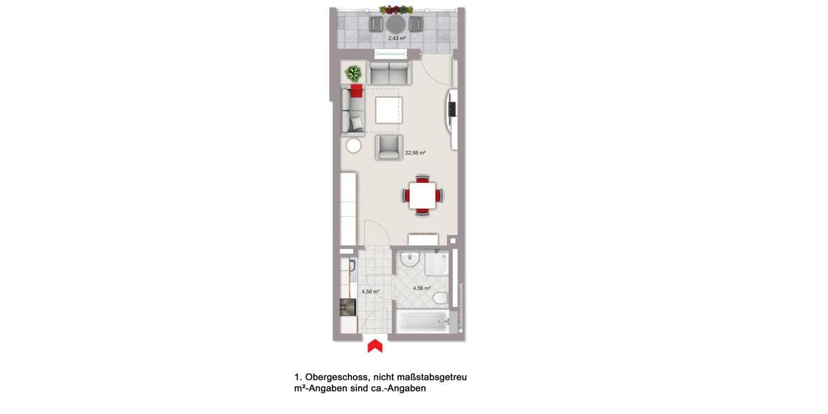 Etagenwohnung Pocking - 1 Zimmer, 35 m&sup2;, 113.000&euro; | Angebot:24804074
