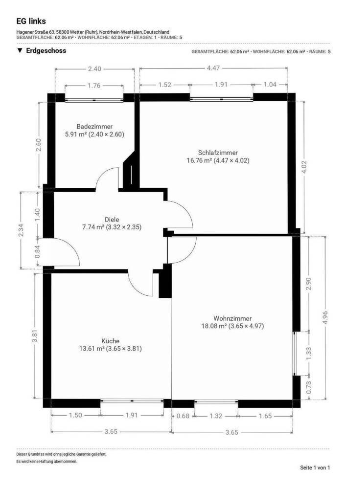 2 Zimmer - Stellplätze - Erdgeschoss - ruhige Lage - renoviert - Wetter-Volmarstein