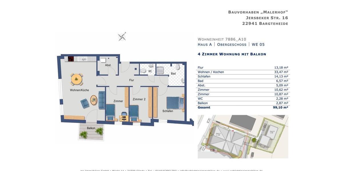 Etagenwohnung Bargteheide - 4 Zimmer, 99 m&sup2;, 1.780&euro; | Angebot:24454104