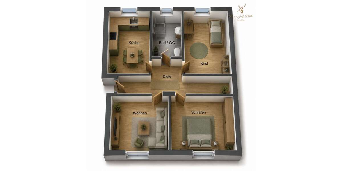 Etagenwohnung Merkers Merkers - 3 Zimmer, 64 m&sup2;, 99.000&euro; | Angebot:27067486