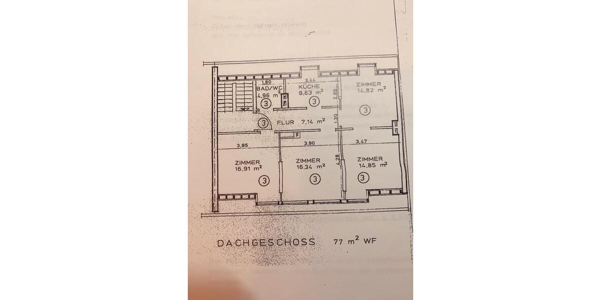Dachgeschoßwohnung Saarbrücken Eschberg - 3 Zimmer, 79 m&sup2;, 169.000&euro; | Angebot:26351002