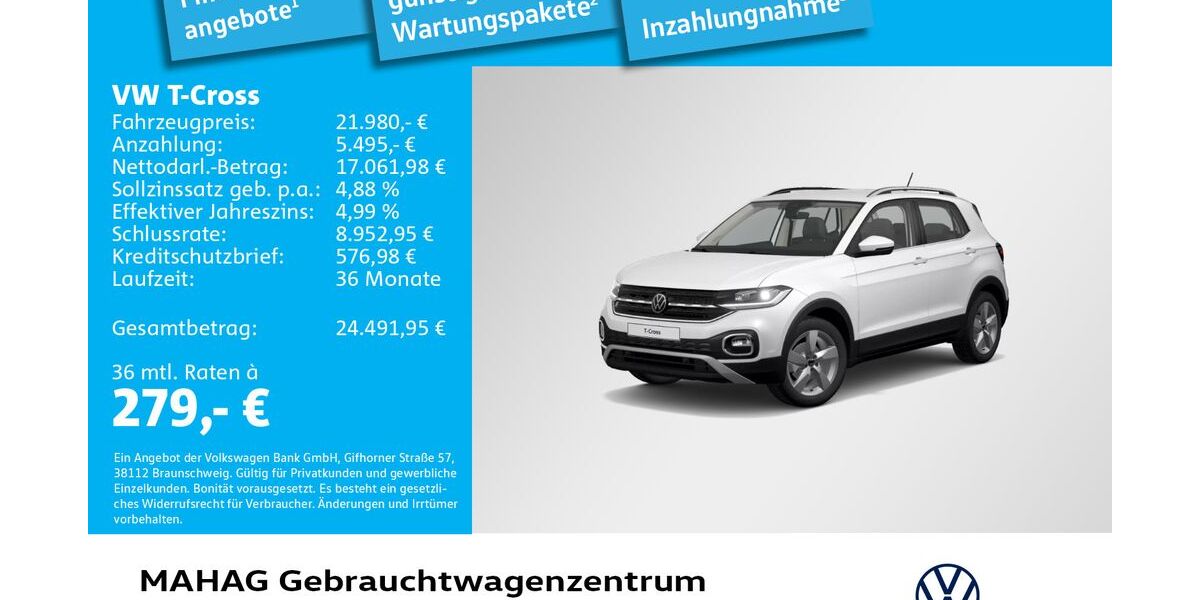 VW T-Cross 34.260 km 21.980 € München 80935