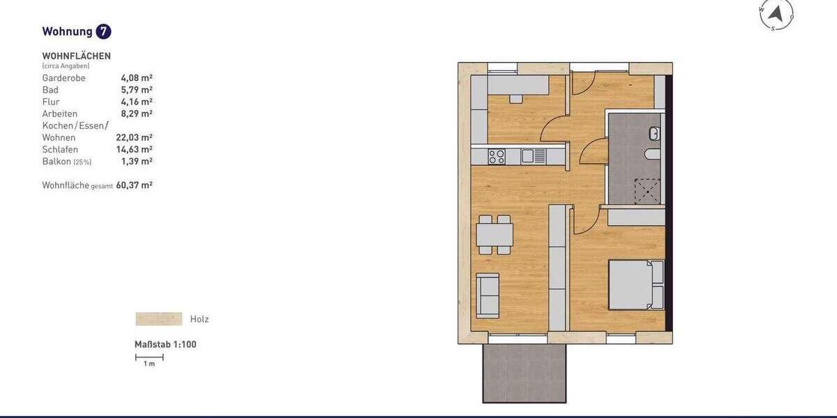 Etagenwohnung Marktoberdorf - 2 Zimmer, 60 m&sup2;, 373.000&euro; | Angebot:24906385