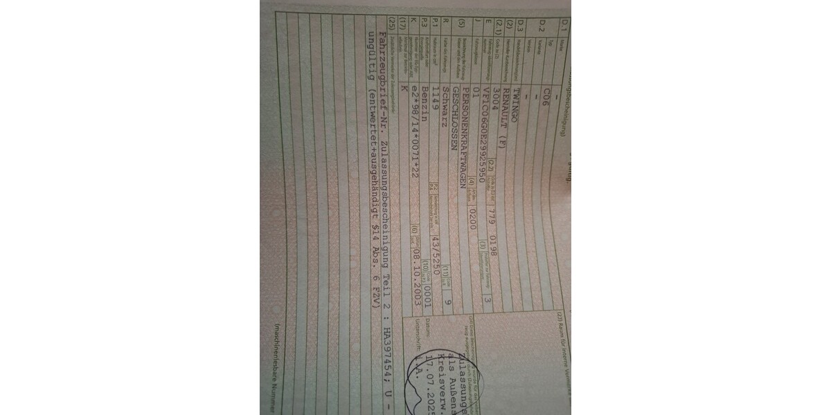 Renault Twingo 153.777 km 1.200 &euro; Katzwinkel 54552