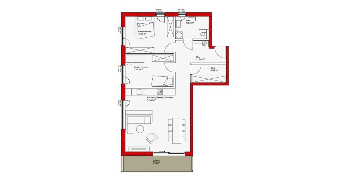 Etagenwohnung Tiefenbach - 3 Zimmer, 96 m&sup2;, 1.100&euro; | Angebot:26632575