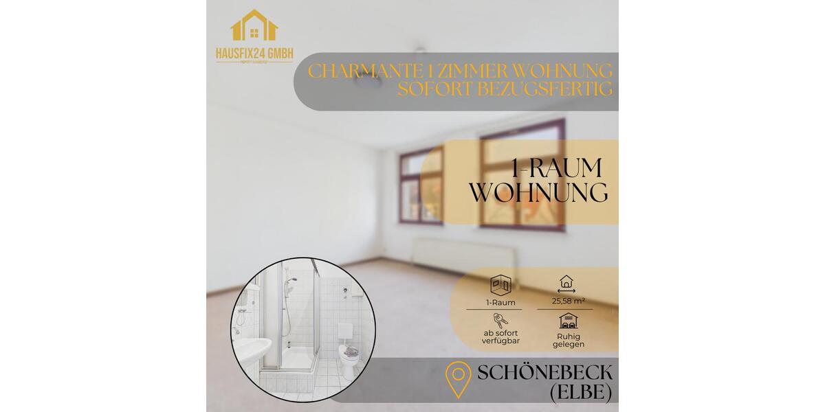 Etagenwohnung Schönebeck (Elbe) - 1 Zimmer, 26 m&sup2;, 275&euro; | Angebot:26019087