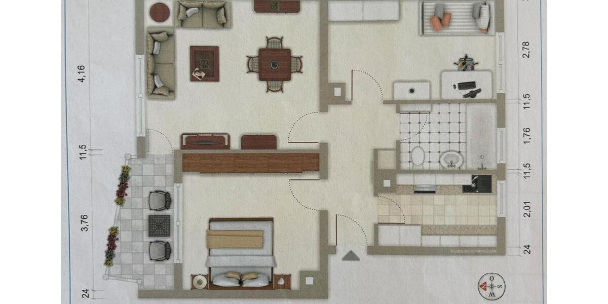 Etagenwohnung Wangen im Allgäu - 3 Zimmer, 68 m&sup2;, 235.000&euro; | Angebot:26380767