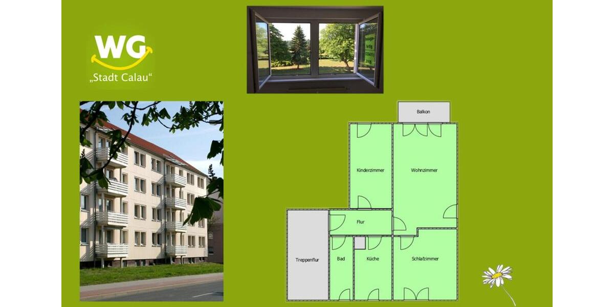 Etagenwohnung Calau - 3 Zimmer, 58 m&sup2;, 340&euro; | Angebot:24769553