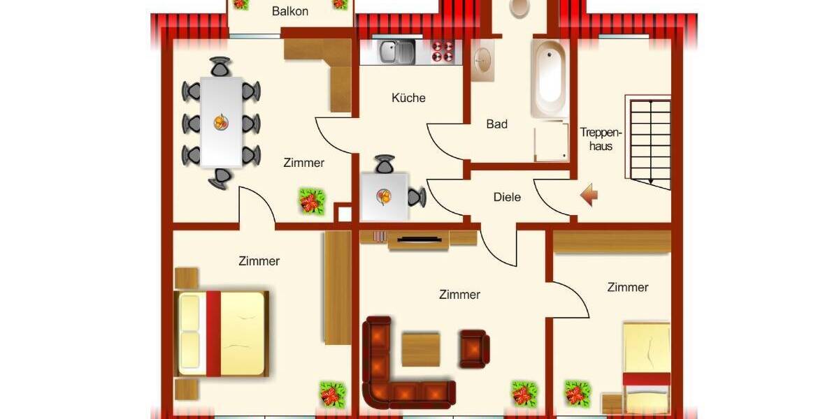 Etagenwohnung Ansbach - 4 Zimmer, 74 m&sup2;, 169.500&euro; | Angebot:26778852