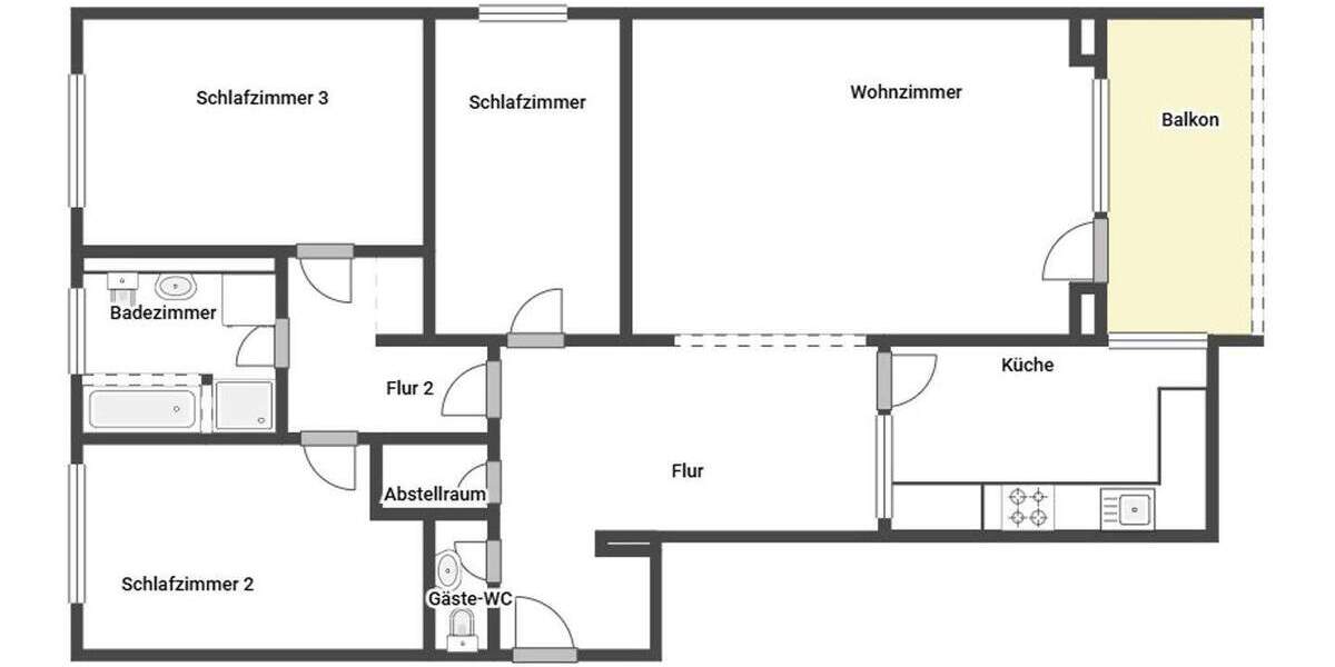 Etagenwohnung Erlangen Bruck - 4 Zimmer, 114 m&sup2;, 448.000&euro; | Angebot:25070296