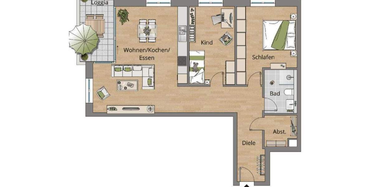 Etagenwohnung Steinheim an der Murr Höpfigheim - 3 Zimmer, 90 m&sup2;, 504.807&euro; | Angebot:24711914