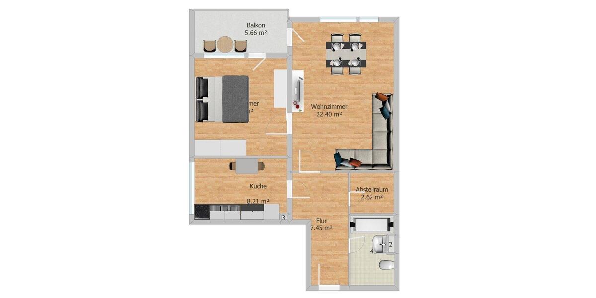 Etagenwohnung Achim - 2 Zimmer, 60 m&sup2;, 695&euro; | Angebot:26397665