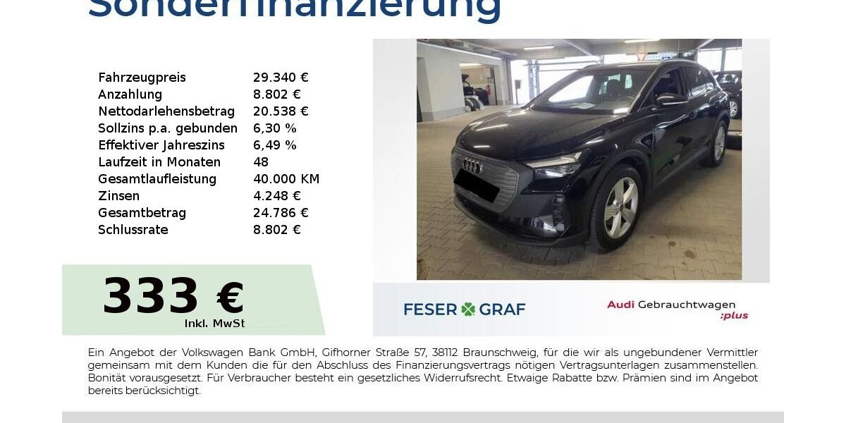 Audi Q4 e-tron 63.650 km 29.340 &euro; Höchstadt an der Aisch 91315
