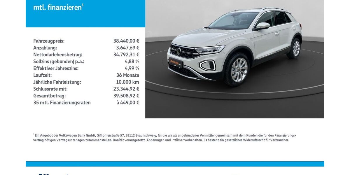 VW T-Roc 5.999 km 38.440 &euro; Mühlhausen/Thüringen 99974