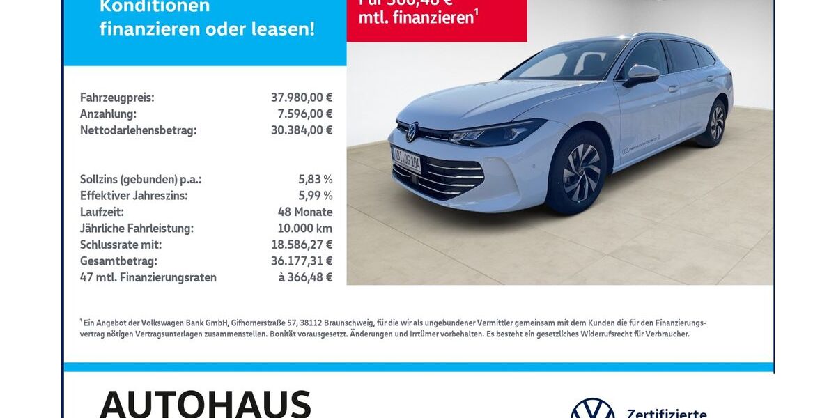 VW Passat Variant 9.226 km 37.980 &euro; Bitterfeld-Wolfen 06749