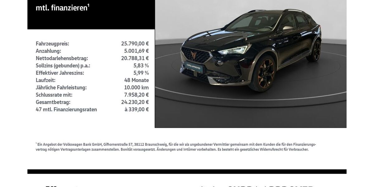 Cupra Formentor 74.000 km 24.799 &euro; Nordhausen 99734
